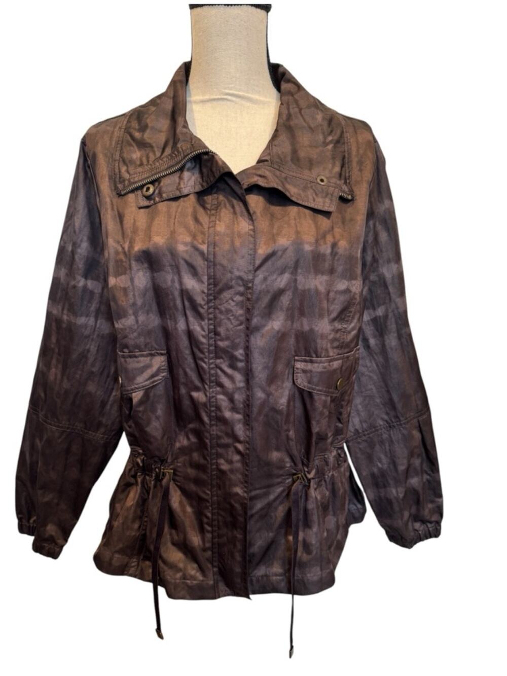 Zenergy by Chico's Artsy Chocolate Brown Chloe Tunic Jacket Utility Style Large